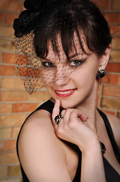 stock image Lady in black dress