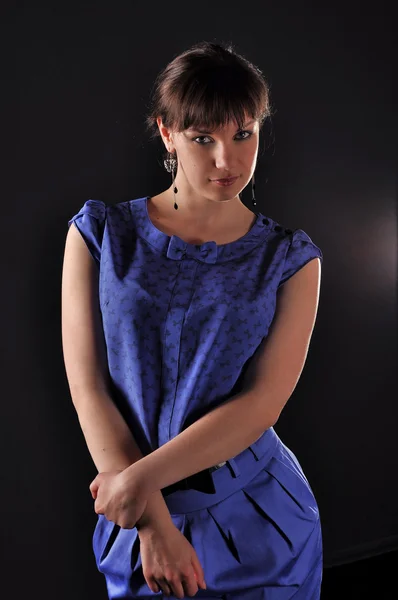 Gill em vestido azul — Fotografia de Stock