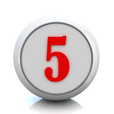 3d red button with number 