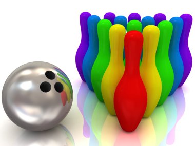 Bowling topu ve Skittles.