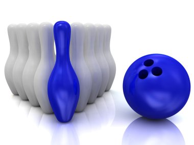 Bowling topu ve Skittles.