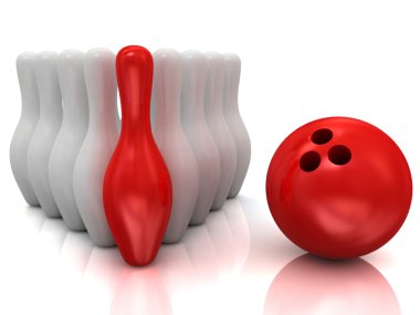 Bowling topu ve Skittles.