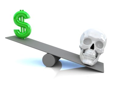 Choice concept. Dollar sign and skull clipart