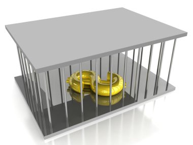 Dollar sign in a cage clipart