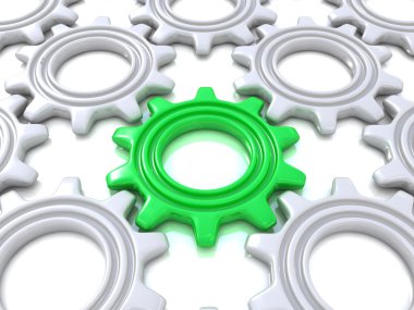 Gears isolated on white. Concept of unique clipart