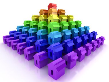 Pyramide from rainbow houses clipart