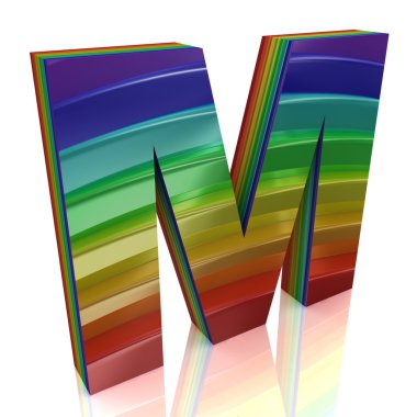 Letter M from fur rainbow alphabet clipart