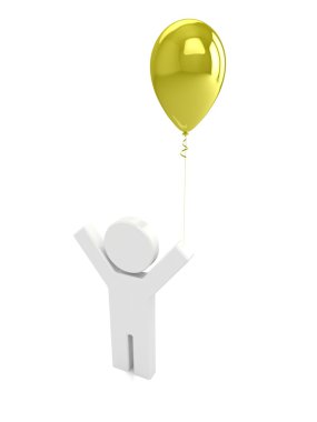 Puppet with yellow balloon clipart