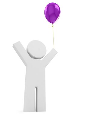 Puppet with blue balloon clipart