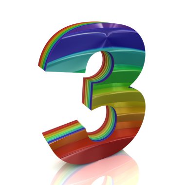 Number 3 from rainbow set clipart