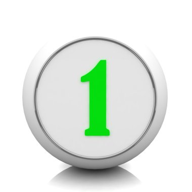 3d green button with number 