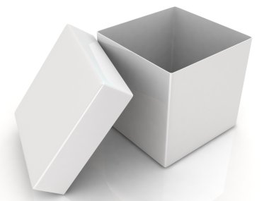 3D beyaz açık kutu