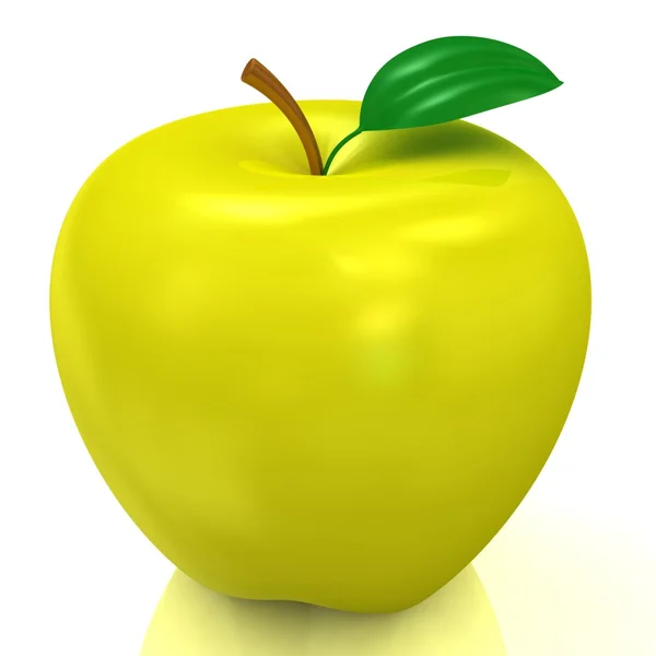 3d Модель желтого яблока — стоковое фото