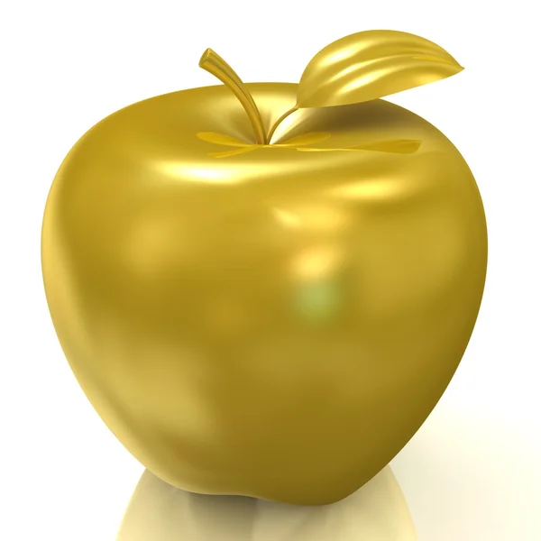 Золотое яблоко на белом фоне. — стоковое фото