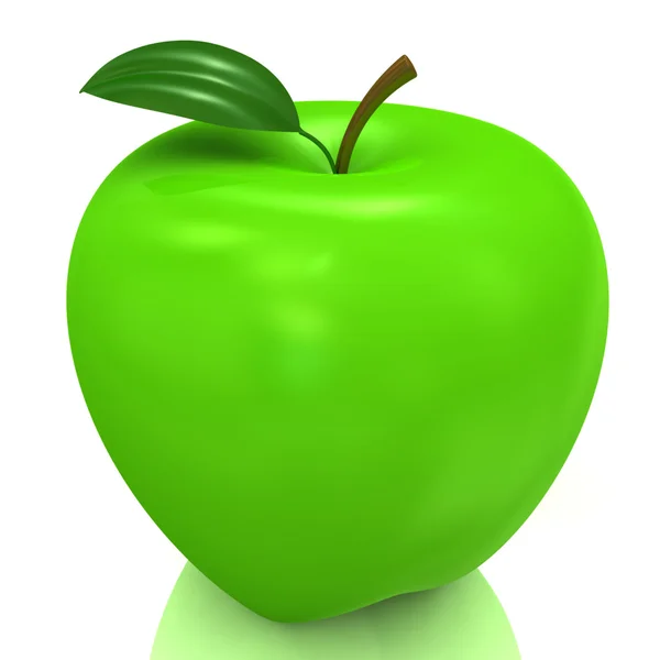 3D-modell av grönt äpple — Stockfoto