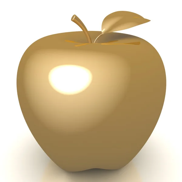 Goldener Apfel auf weißem Hintergrund. — Stockfoto