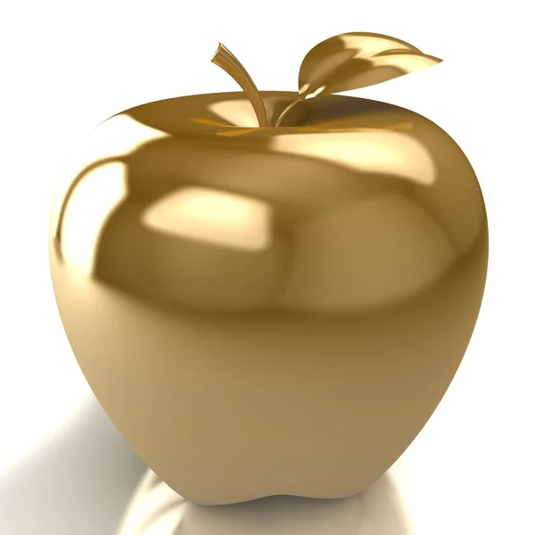 Złote jabłko na białym tle. — Zdjęcie stockowe