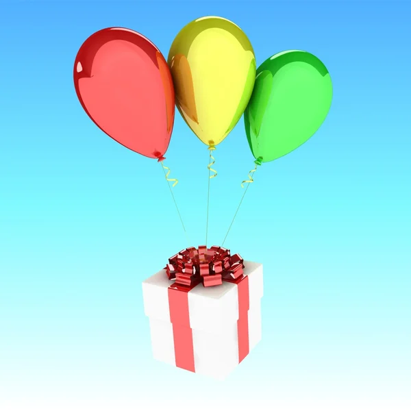 Ballons mit Geschenken fliegen — Stockfoto