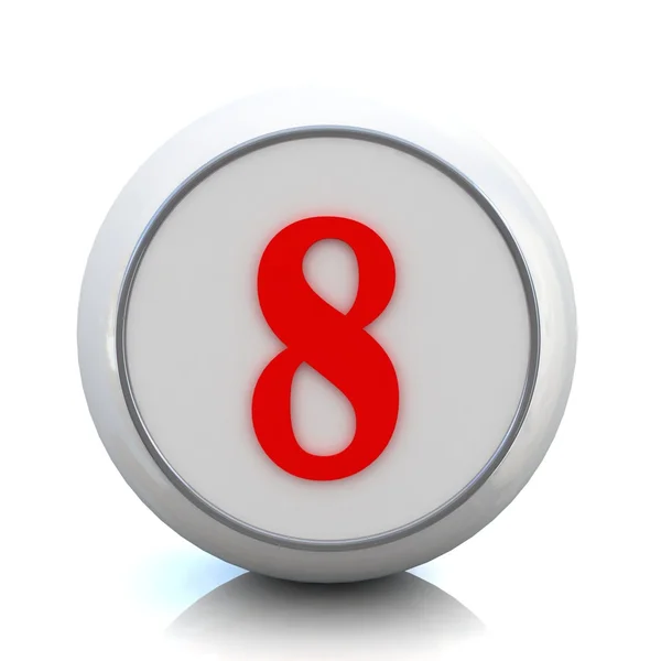 3d red button with number "8" — Stock Photo, Image