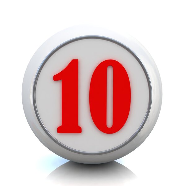 3d red button with number "10"
