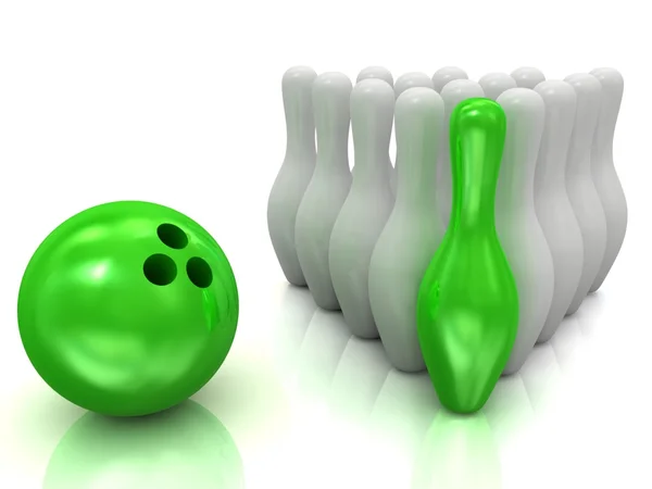 Boule de bowling et quilles — Photo