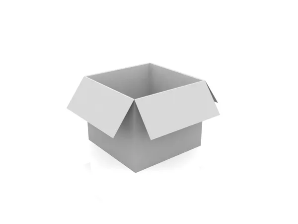 3d caixa aberta branca — Fotografia de Stock