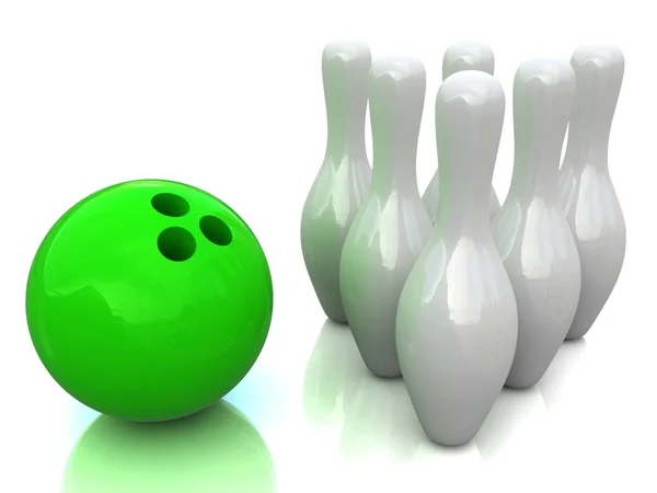 Bowlingbal en kegels — Stockfoto