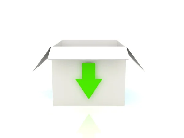 Box with arrow. Download concept. — Stock Photo, Image