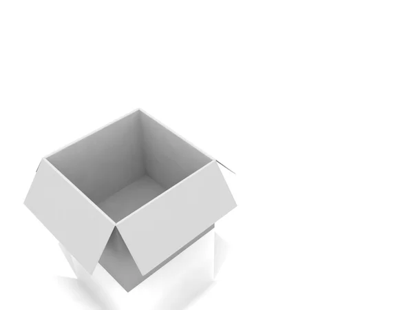 3 d ホワイト オープン ボックス — ストック写真