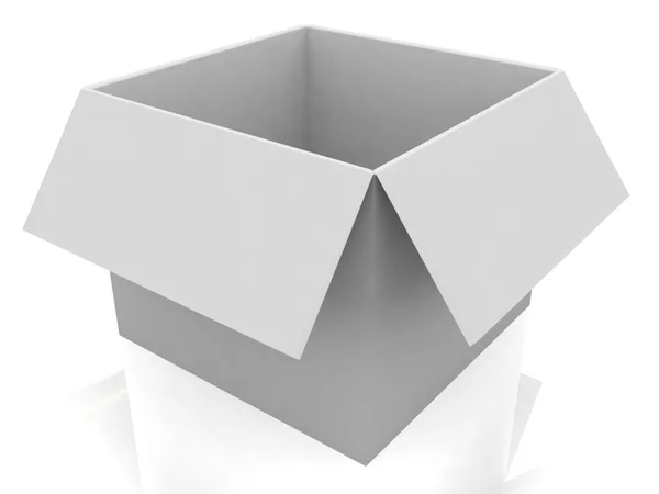 3d caixa aberta branca — Fotografia de Stock