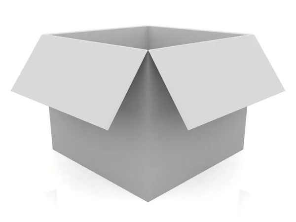 3D beyaz açık kutu — Stok fotoğraf