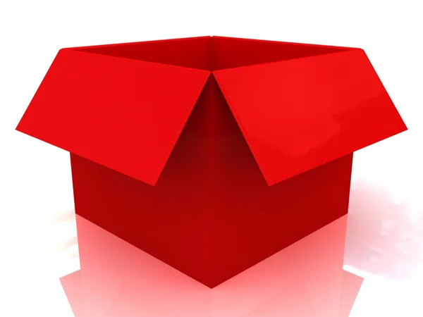 3d caixa aberta vermelha — Fotografia de Stock