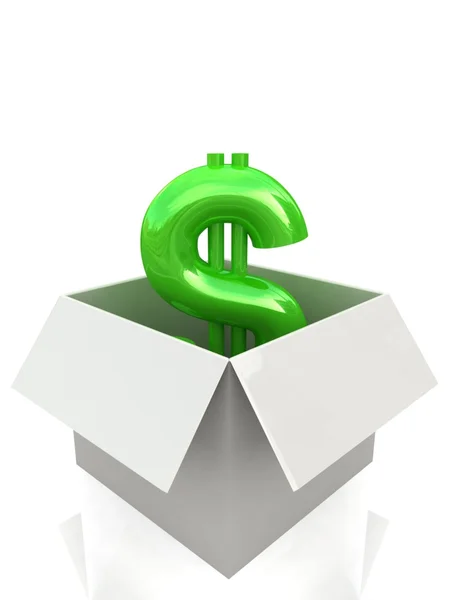 Dollar in box — Stock Photo, Image