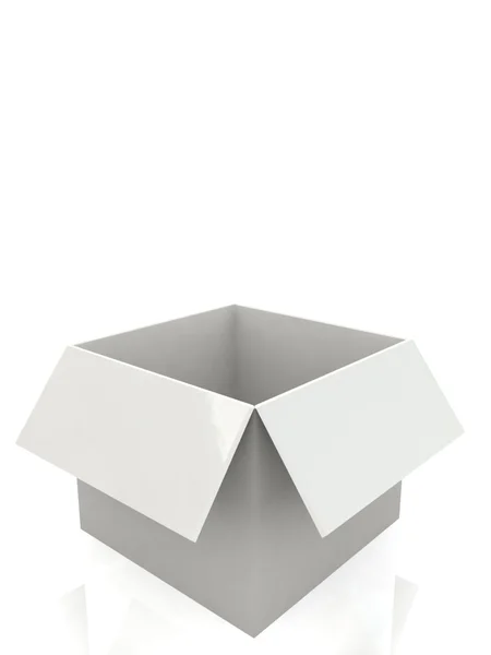 3d caja abierta blanca — Foto de Stock