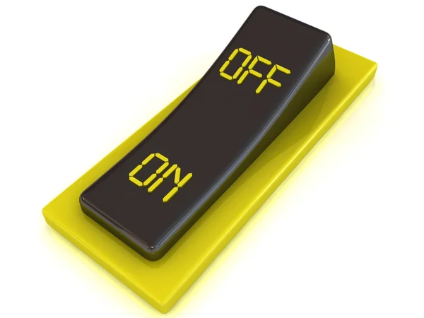 Power switch at on position, isolated macro closeup — Stock Photo, Image