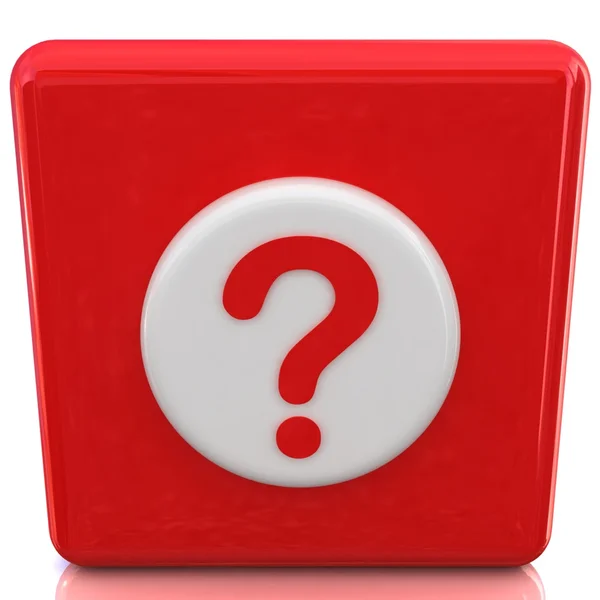 Botón rojo 3d con signo de interrogación — Foto de Stock
