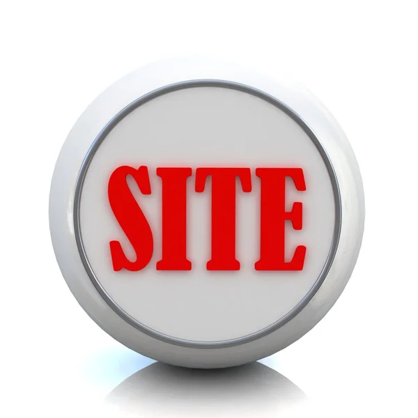 3D vit och röd knapp med texten "site" från ange — Stockfoto