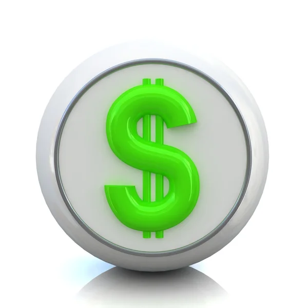 Трехмерная кнопка для бизнеса со знаком доллара — стоковое фото