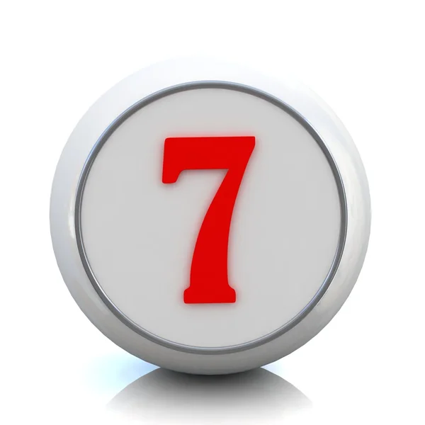 3D roter Knopf mit Zahl "7" — Stockfoto