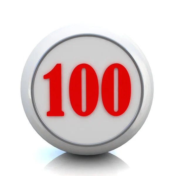 3D roter Knopf mit Zahl "100" — Stockfoto