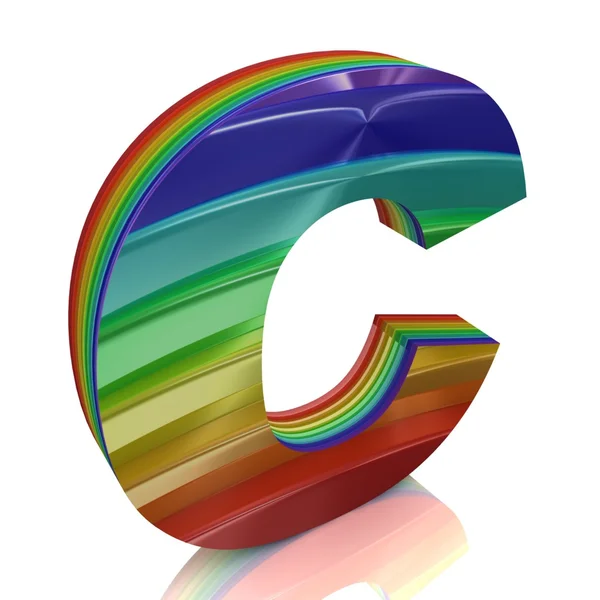 Lettera C dall'alfabeto arcobaleno di pelliccia — Foto Stock