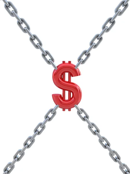 Znak dolara i łańcuch — Zdjęcie stockowe