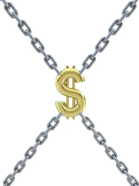 Znak dolara i łańcuch — Zdjęcie stockowe