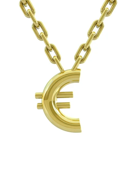 Gouden euro met ketting — Stockfoto