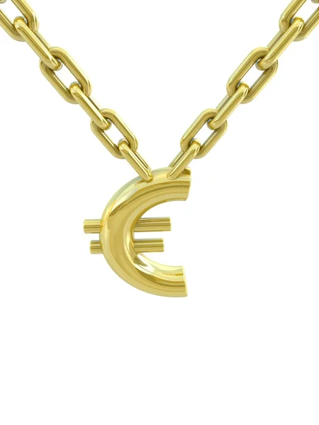 Euro d'or avec chaîne — Photo