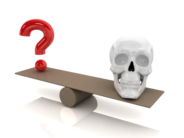Choice concept. Question mark and skull — Stock Photo, Image