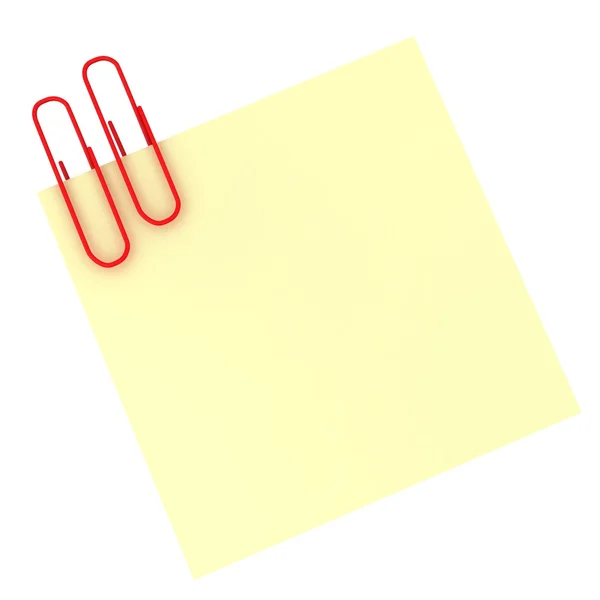 Paperclip houden een blanco papier blad — Stockfoto