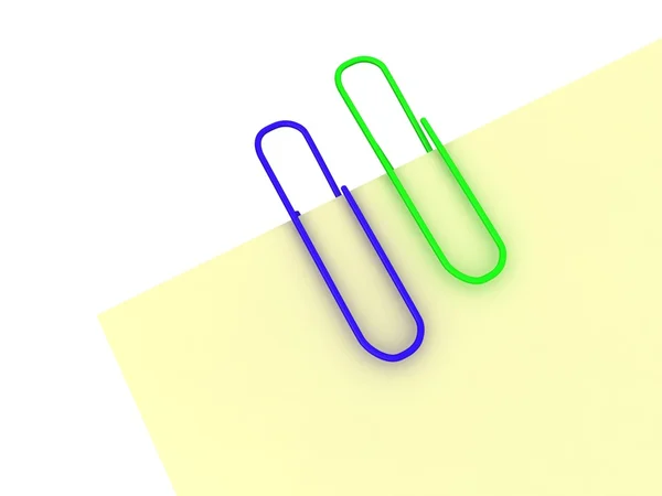 Paper clip holding a blank paper sheet — Stock Photo, Image