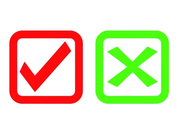3d check and x symbol — Stock Photo, Image
