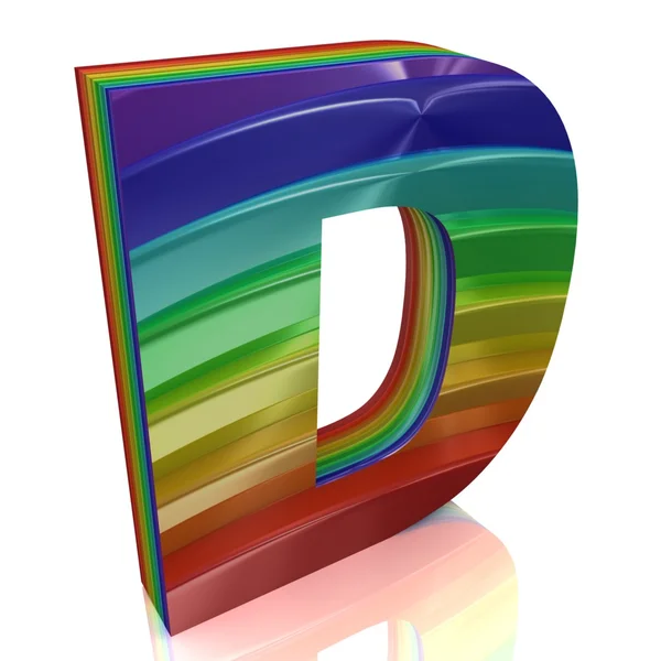 Brief van bont regenboog alfabet d — Stockfoto